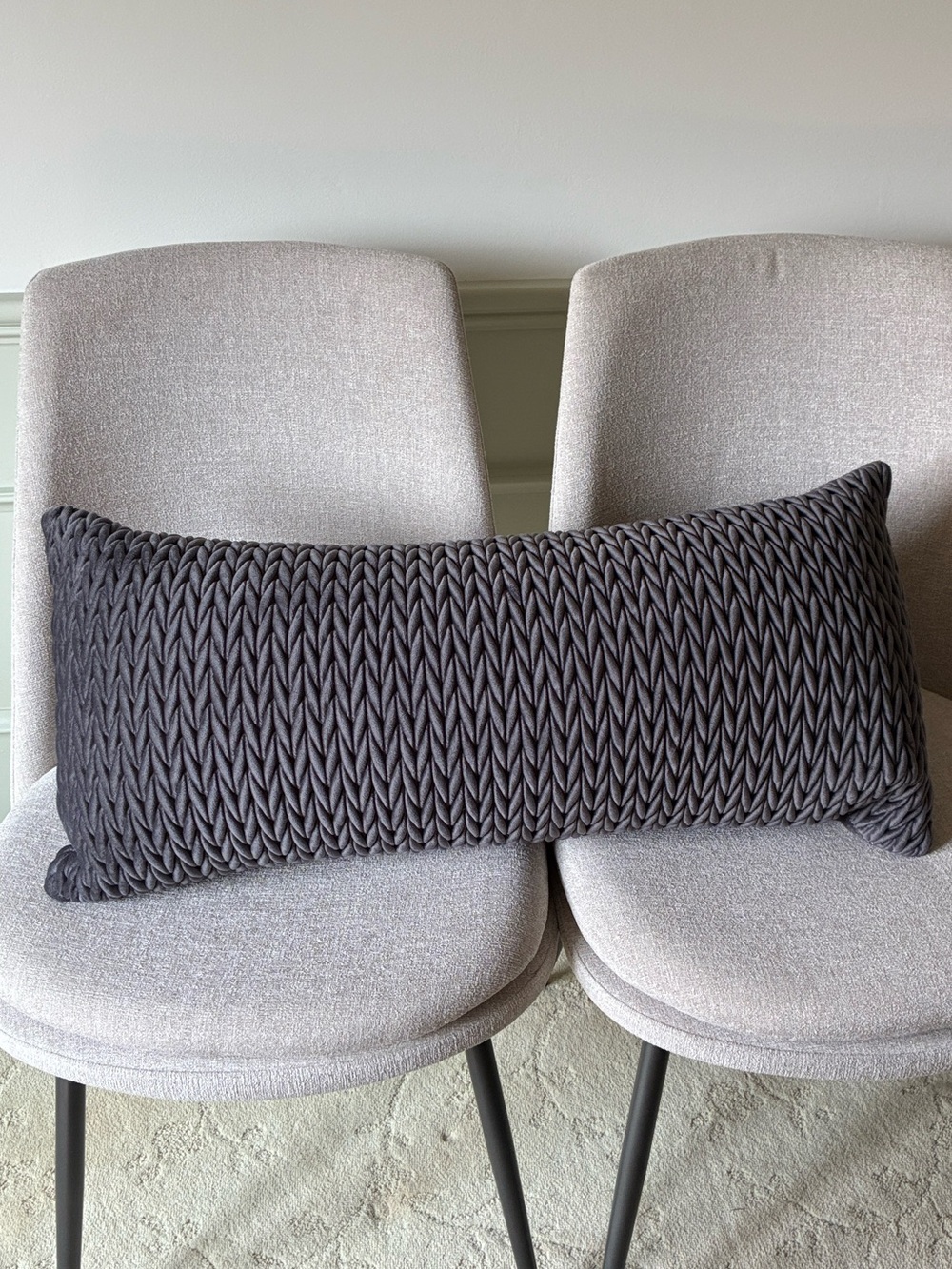West Elm Velvet Texture Lumbar Pillow in Charcoal Gray